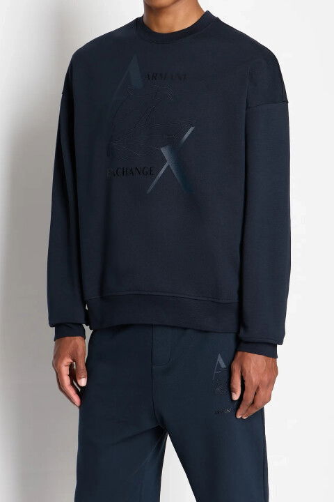 Bisiklet Yaka Erkek Sweatshirt-Lacivert - ARMANI EXCHANGE