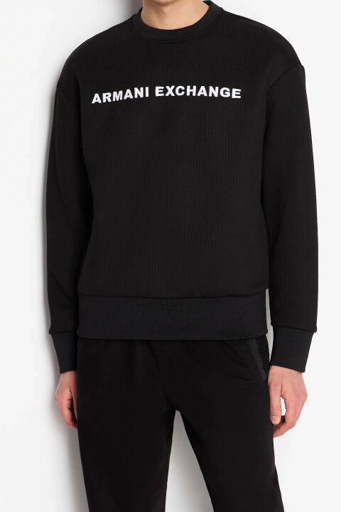 Erkek Bisiklet Yaka Sweatshirt-Siyah - ARMANI EXCHANGE