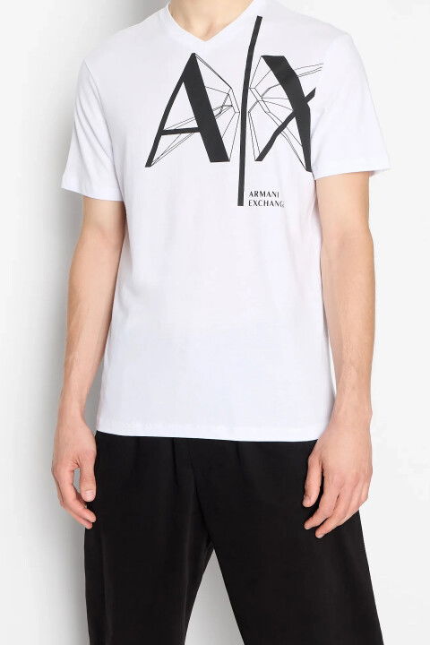 Erkek Bisiklet Yaka T-Shirt-Beyaz - ARMANI EXCHANGE