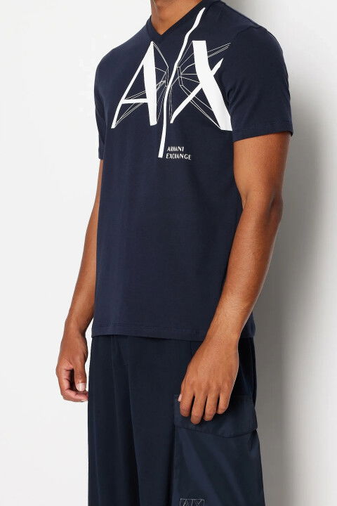 Erkek Bisiklet Yaka T-Shirt-Lacivert - ARMANI EXCHANGE