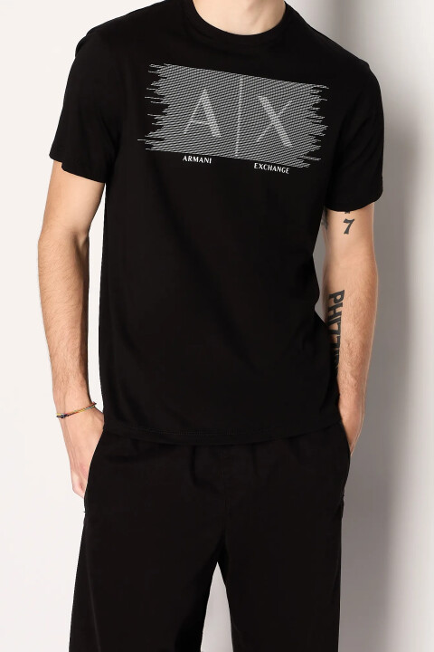 Erkek Bisiklet Yaka T-Shirt-Siyah - ARMANI EXCHANGE