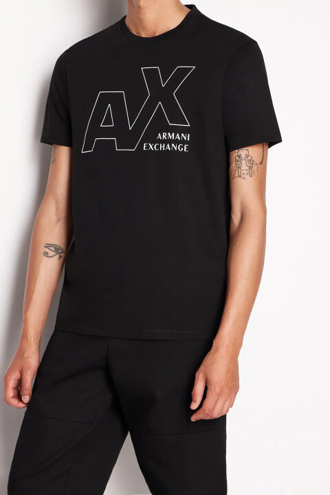 Erkek Bisiklet Yaka T-Shirt-Siyah - ARMANI EXCHANGE