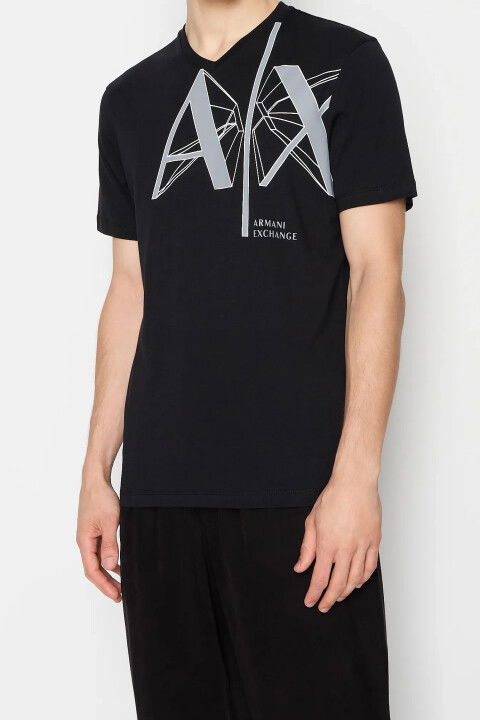 Erkek Bisiklet Yaka T-Shirt-Siyah - ARMANI EXCHANGE