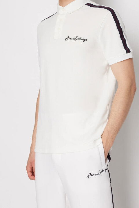 Erkek Polo Yaka T-Shirt-Beyaz - ARMANI EXCHANGE
