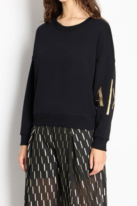 Kadın Bisiklet Yaka Sweatshirt-Siyah - ARMANI EXCHANGE
