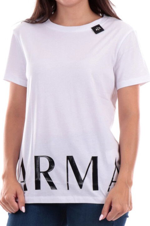 Kadın Bisiklet Yaka T-Shirt-Beyaz - ARMANI EXCHANGE