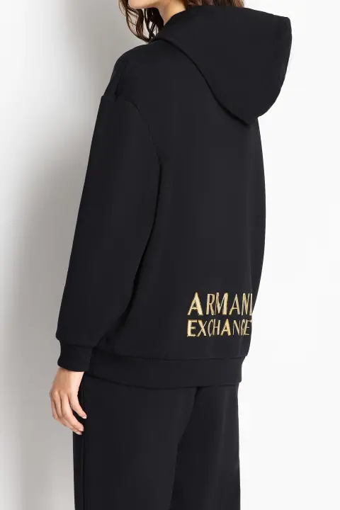 Kadın Fermuarlı Sweatshirt-Siyah - 4