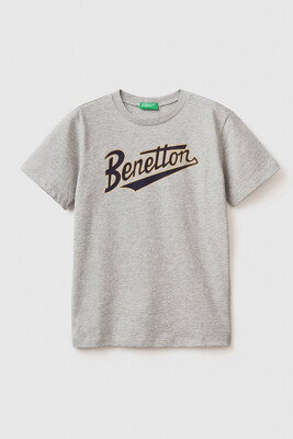 BENETTON ERKEK ÇOCUK TSHIRT-GRİ MELANJ - BENETTON