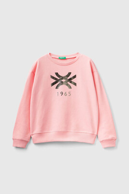 Kız Çocuk Bisiklet Yaka Sweatshirt - Açık Pembe - BENETTON