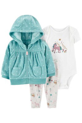 Kız Bebek 3'Lü Hırkalı Set-Turkuaz - CARTERS