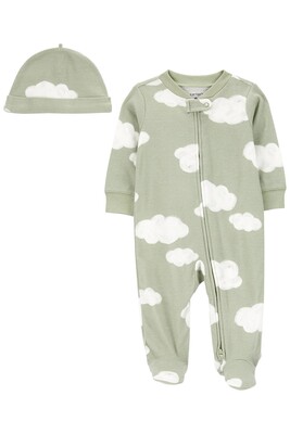 Layette Bebek 2'li Tulum Şapka Set - Yeşil - CARTERS