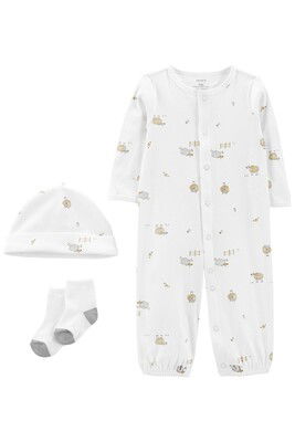 Layette Bebek 3'Lü Tulum Set-Beyaz - CARTERS