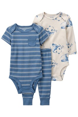 Layette Erkek Bebek 3'lü Alt Üst Set-Mavi - CARTERS