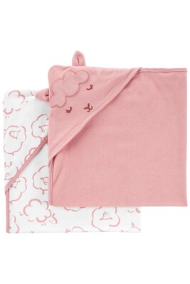 Layette Kız Bebek 2'li Banyo Havlusu-Pembe - CARTERS