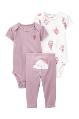 Layette Kız Bebek 3'lü Alt Üst Set-Mor - CARTERS