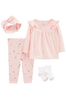 Layette Kız Bebek 4'lü Alt Üst Set-Pembe - CARTERS