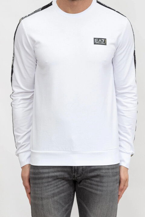 Bisiklet Yaka Erkek Sweatshirt-Beyaz - EA7