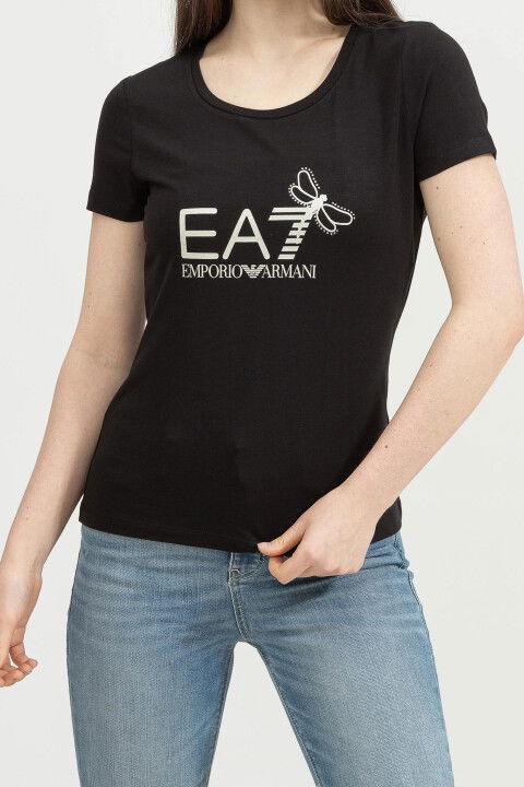 Bisiklet Yaka Kadın T-Shirt-Siyah - EA7