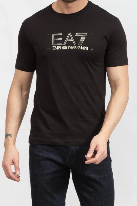 Erkek Bisiklet Yaka T-Shirt-Siyah - EA7