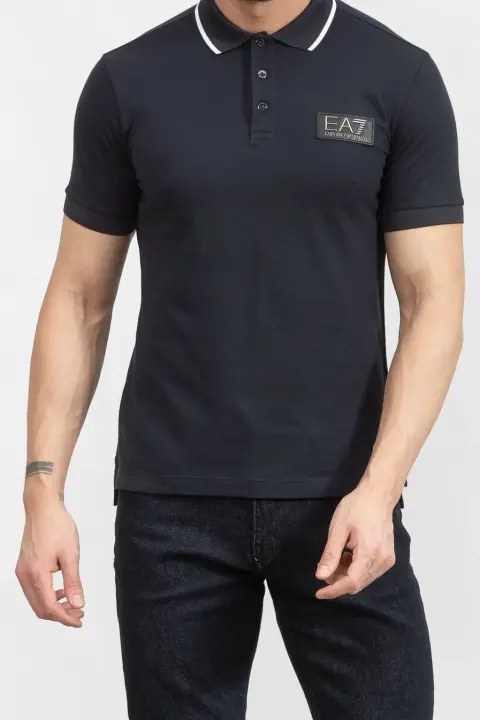 Polo Yaka Erkek T-Shirt-Mavi - 1