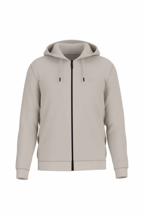 Erkek Aldwin Fermuarlı Sweatshirt - Taş Rengi - Guess
