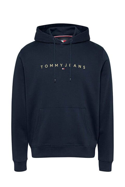Erkek Altın Logo Kapüşonlu Sweatshirt - Lacivert - Tommy Hilfiger