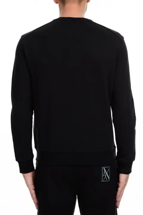 ERKEK AX Logolu Bisiklet Yaka Sweatshirt - Siyah - 6