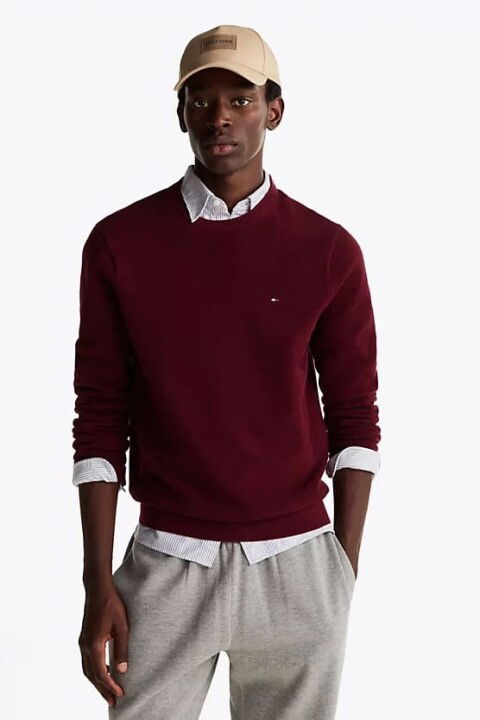 Erkek Bayrak Nakışlı Dokulu Kazak - Bordo - Tommy Hilfiger