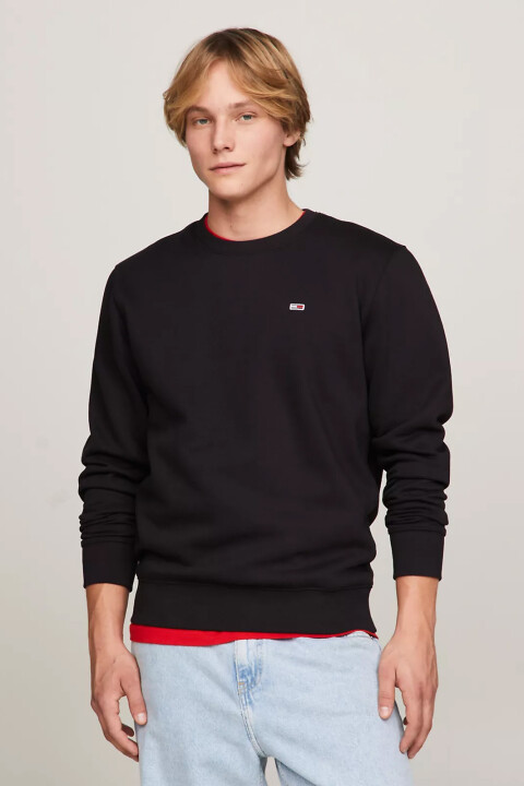 Erkek Bayrak Yama Polar Sweatshirt - Siyah - Tommy Hilfiger