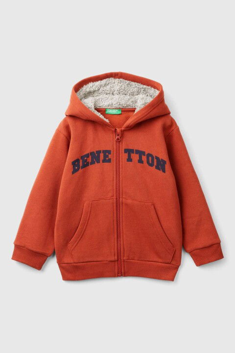 Erkek Bebek Kapüşonlu Sweatshirt - Tuğla Kırmızı - BENETTON