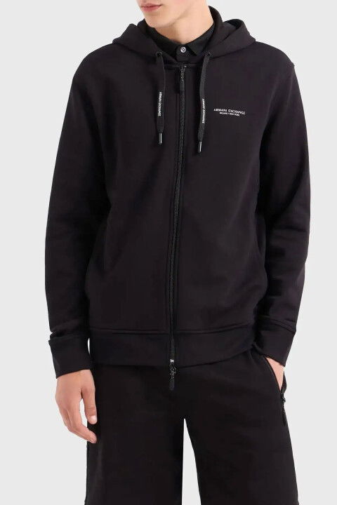 Erkek Bisiklet Yaka Fermuarlı Sweatshirt - Siyah - ARMANI EXCHANGE