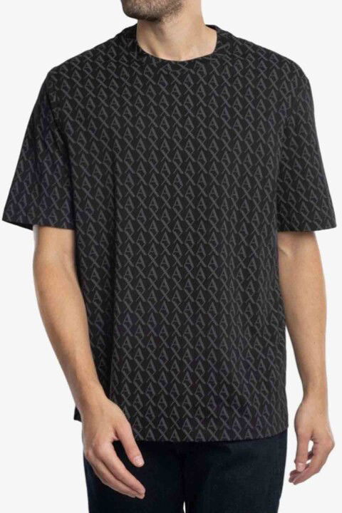 Erkek Bisiklet Yaka Logo Desen T-Shirt - Siyah - ARMANI EXCHANGE
