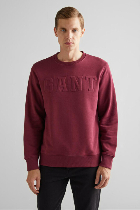 Erkek Bisiklet Yaka Logolu Sweatshirt - Bordo - GANT