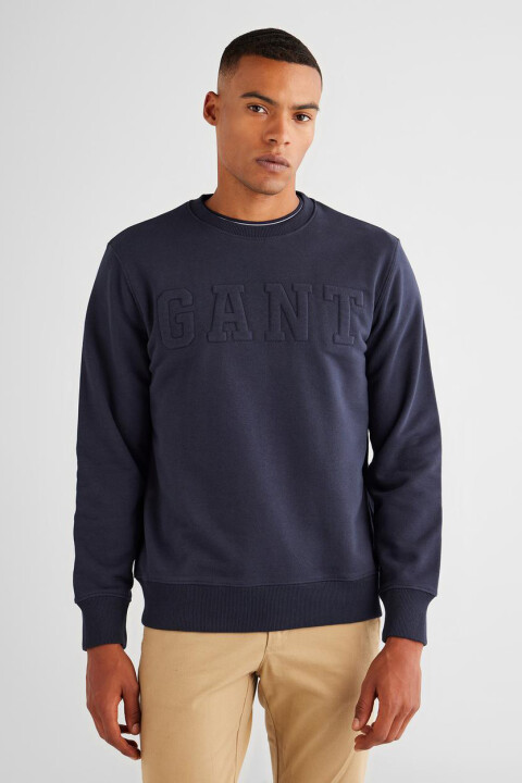 Erkek Bisiklet Yaka Logolu Sweatshirt - Lacivert - GANT