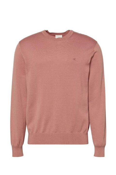 Erkek Bisiklet Yaka Supima Pamuklu Triko Kazak - Gül Kurusu - Calvin Klein