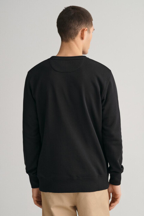 Erkek Bisiklet Yaka Sweatshirt - Siyah - 2