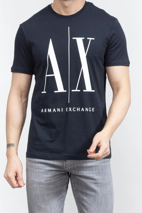 Erkek Bisiklet Yaka T-Shirt - Lacivert - ARMANI EXCHANGE