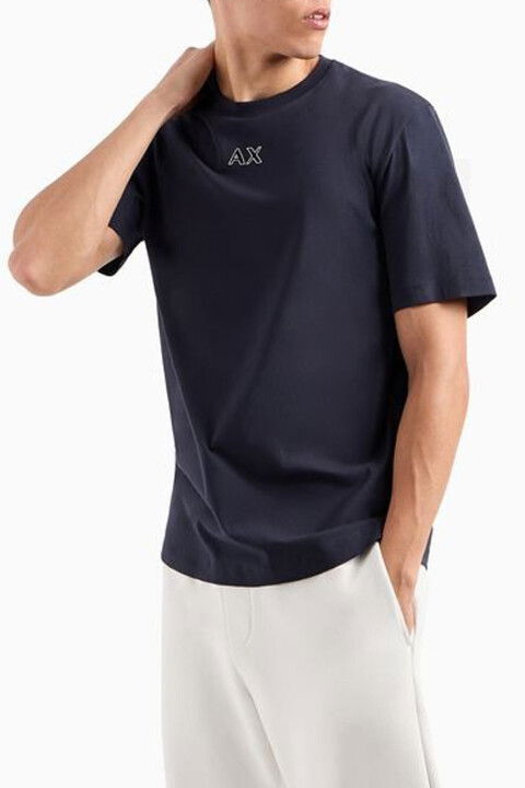 Erkek Bisiklet Yaka T-Shirt - Lacivert - ARMANI EXCHANGE