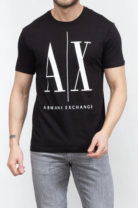 Erkek Bisiklet Yaka T-Shirt - Siyah - ARMANI EXCHANGE