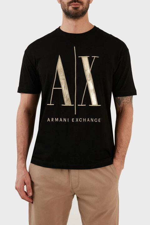 Erkek Bisiklet Yaka T-Shirt-Siyah - ARMANI EXCHANGE