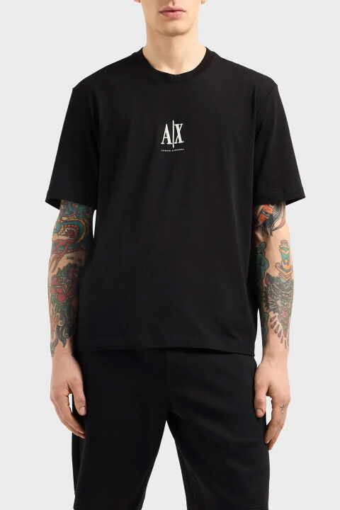 Erkek Bisiklet Yaka T-Shirt - Siyah - ARMANI EXCHANGE