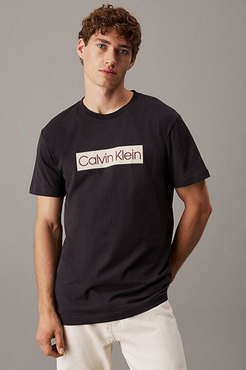 Erkek Calvin Klein Label T-Shirt - Gri - Calvin Klein