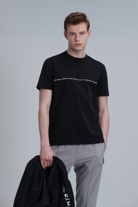 Erkek Carlos Modern Grafik T- Shirt - Siyah - Lufian