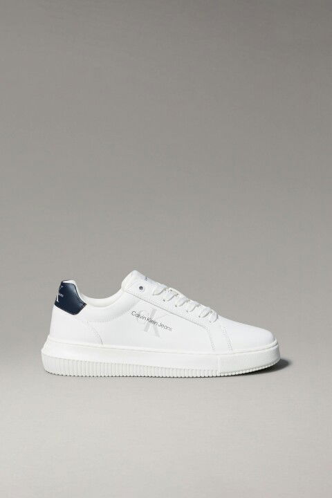 Erkek Chunky Deri Sneaker Ayakkabı - Beyaz/Lacivert - Calvin Klein