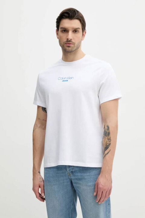 Erkek Ck Acid Wash 20s T-Shirt - Beyaz - Calvin Klein