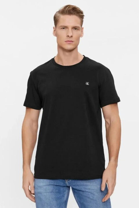 Erkek CK Embro Logolu T-Shirt - Siyah - Calvin Klein