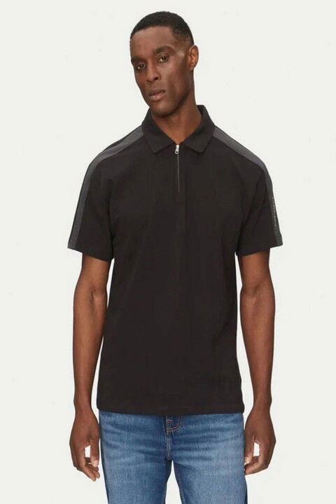 Erkek Ck Logo Şerit Polo T-Shirt - Siyah - Calvin Klein