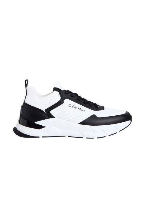 Erkek Ck Low Top Lace Up Sneakers - Beyaz/Siyah - Calvin Klein