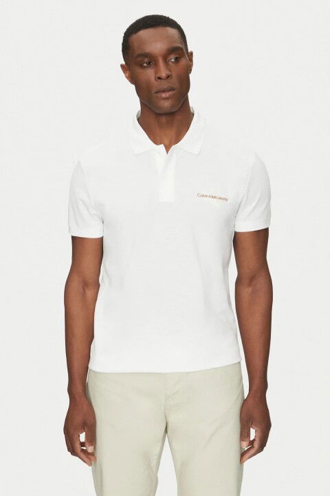 Erkek Ck Monologo Polo T-Shirt - Beyaz - Calvin Klein