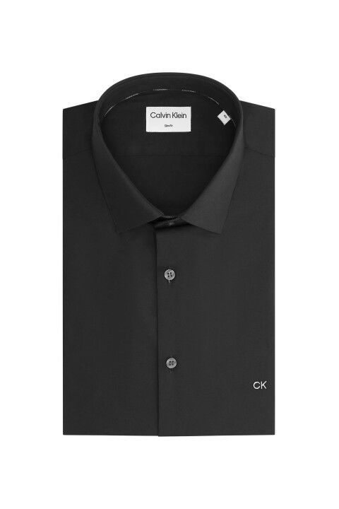 Erkek Ck Poplin Stretch Slim Gömlek - Siyah - Calvin Klein